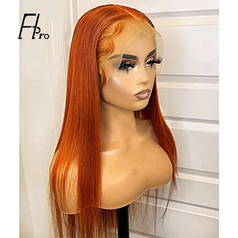 Ginger Orange Color 13×4 Lace Front Wig Straight Human Hair Wigs